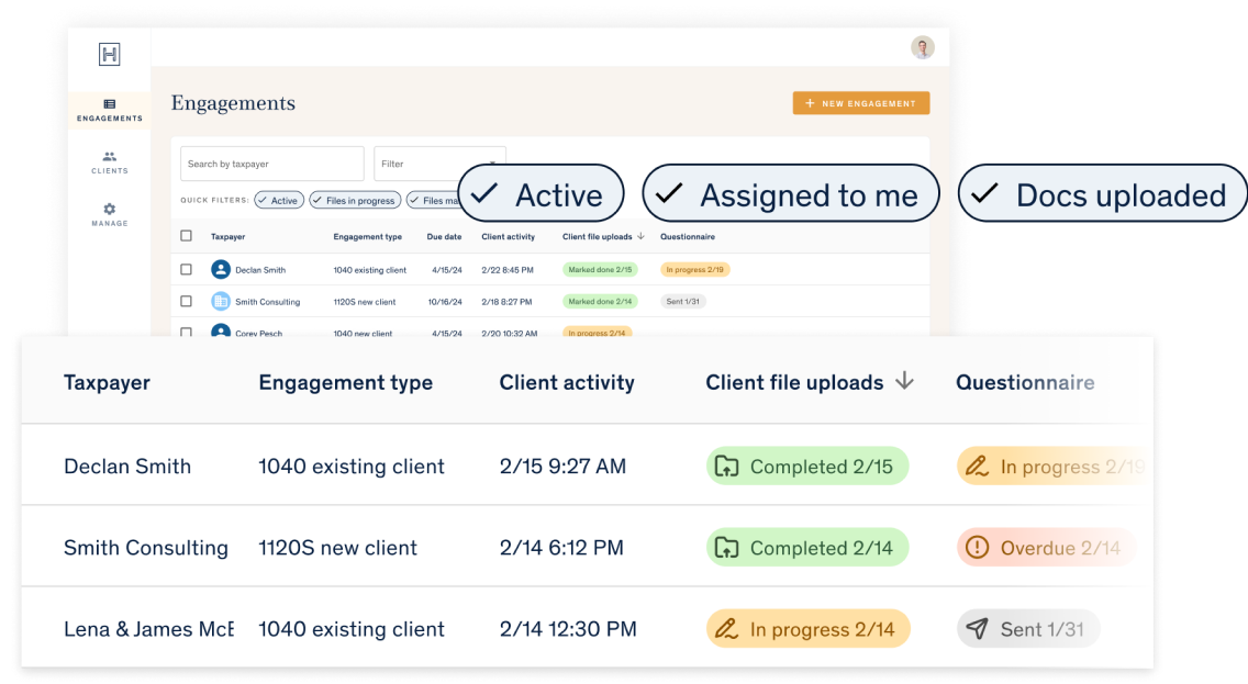 Harness Client Portal mockup
