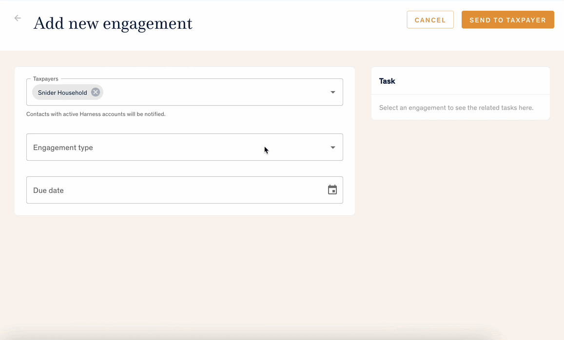 Adding a new engagement in the Harness portal
