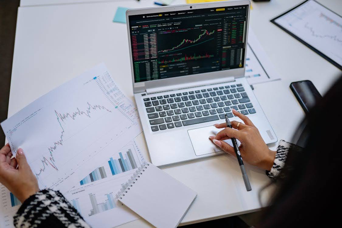 A person going through investment documents