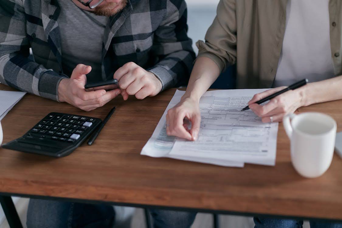 A couple going through finances together