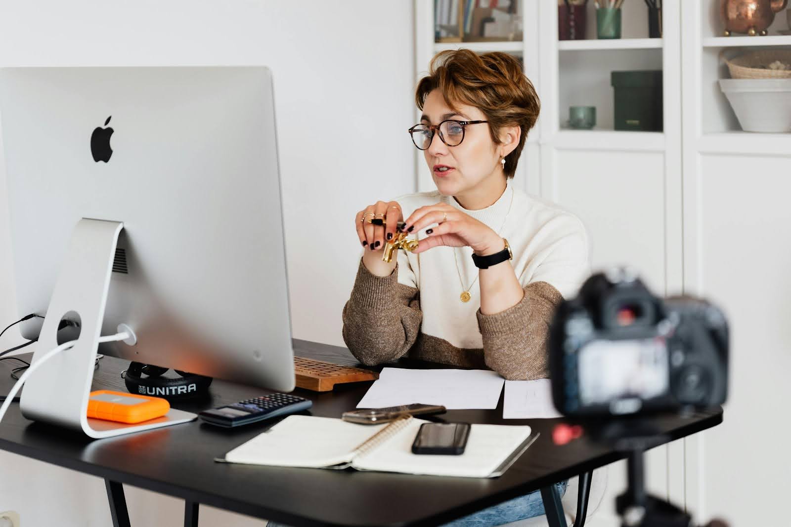 a woman on a video call